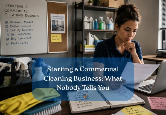a person thinking and planning to start a commercial cleaning business