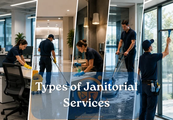 multiple types of janitorial service in one image