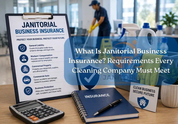 Janitorial business insurance policy with professional cleaning equipment
